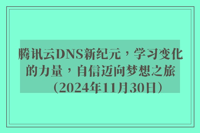 腾讯云DNS新纪元，学习变化的力量，自信迈向梦想之旅（2024年11月30日）