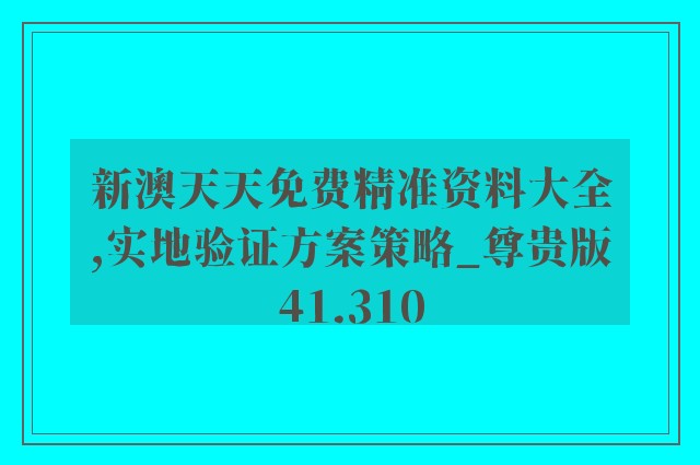 新澳天天免费精准资料大全,实地验证方案策略_尊贵版41.310